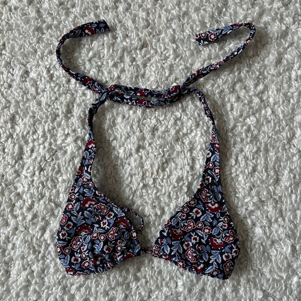 Abercrombie Triangle Bikini Top Blue Floral Size XS